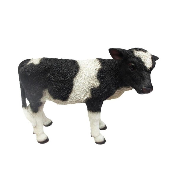 Esschert Design Standing Calf Statue Small Animal Ornament Black White