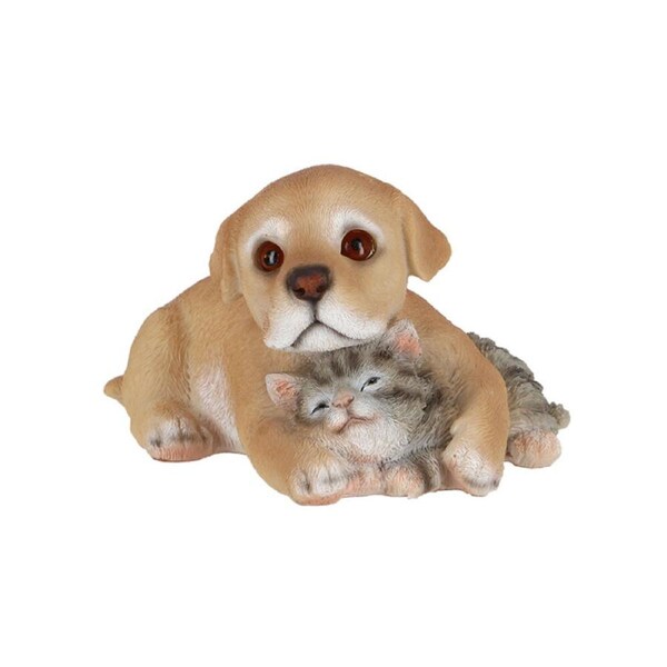 Esschert Design Puppy & Kitten Statue Garden Decor Ornament 16.4cm Brown