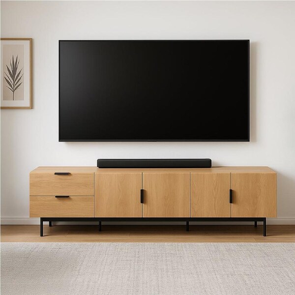 Tauris DALLAS2200RO TV Unit – 2200mm Red Oak Entertainment Cabinet with Doors and Drawers