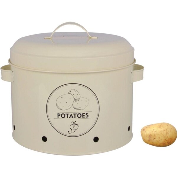 Esschert Design Potato Storage Tin Organiser Food Container 27.5cm Cream