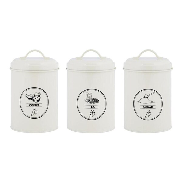 3pc Esschert Design Storage Tins Home/Kitchen Organisation Container White