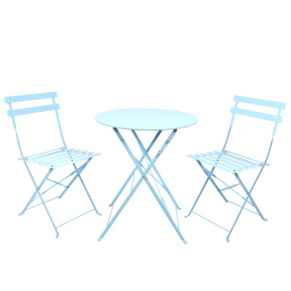 3pc Esschert Design Blue Bistro Furniture Set Garden & Outdoor Decor Steel