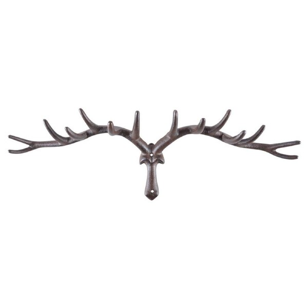 Esschert Design Cast Iron Antler Wall Hook Hanging Home Decor 63.5cm Brown