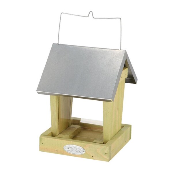 Esschert Design Hopper Bird Feeder Outdoor Decor Pinewood/Glass Materials 0.83L