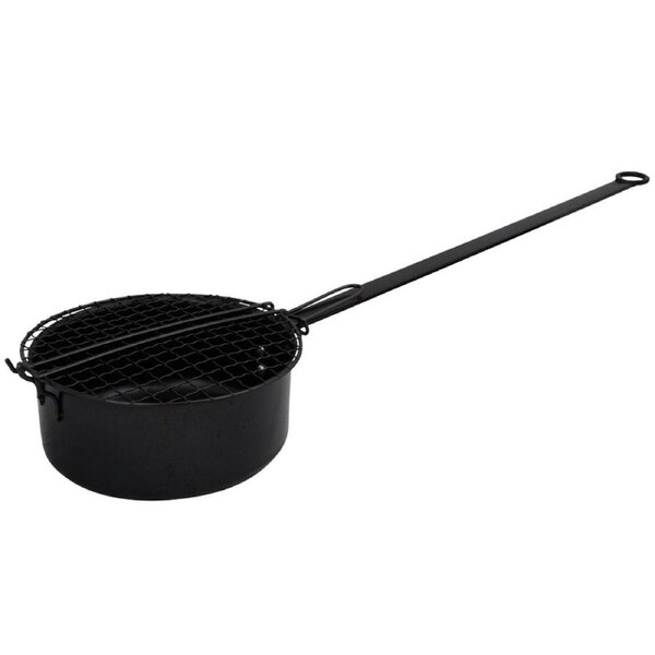 Esschert Design Popcorn Pan Outdoor Camping BBQ Cooking Carbon Steel 69.7cm