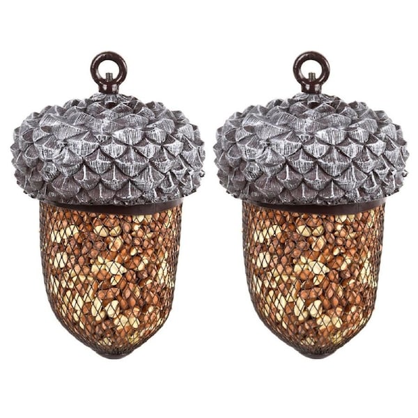 2PK Esschert Design Bird Feeder Garden & Outdoor Decor PVC/Iron Materials Acorn