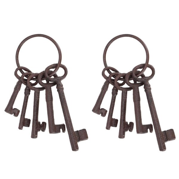 2PK Esschert Design Decorative Key Ring Small Cast Iron Home Wall 21.5cm Brown