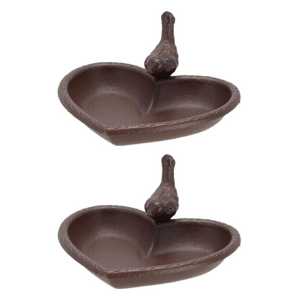 2PK Esschert Design Cast Iron Bird Bath Heart Small Garden & Outdoor Decor 17cm