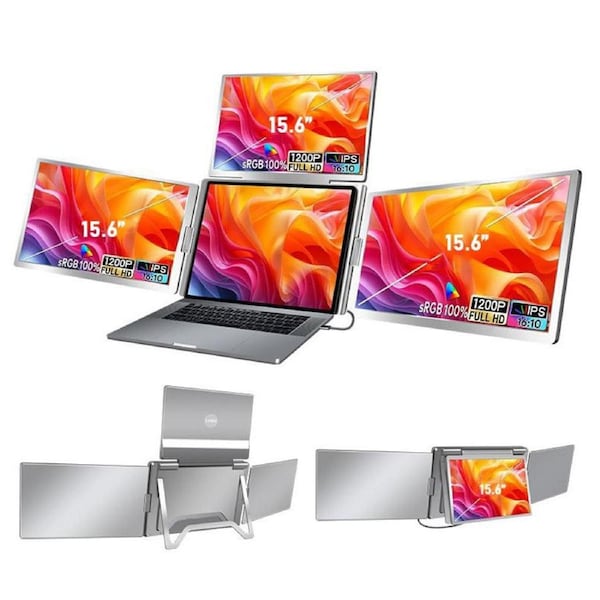 Trion 15.6" FHD Portable Monitor Quad Screen Triple Display Screen Extender for Laptops (Win10+, Mac M1/M2/M3) (AU Warranty)