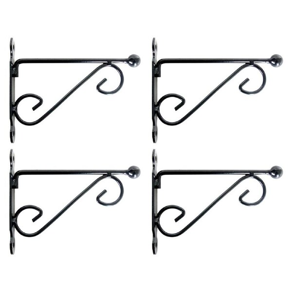 4PK Esschert Design Iron Hanging Basket Wall Hook Durable Cast Small Black