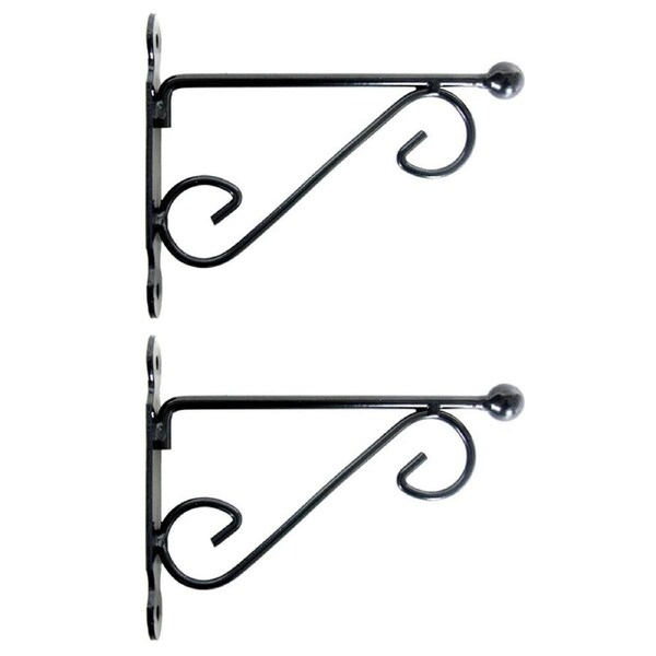 2PK Esschert Design Iron Hanging Basket Wall Hook Durable Cast Small Black
