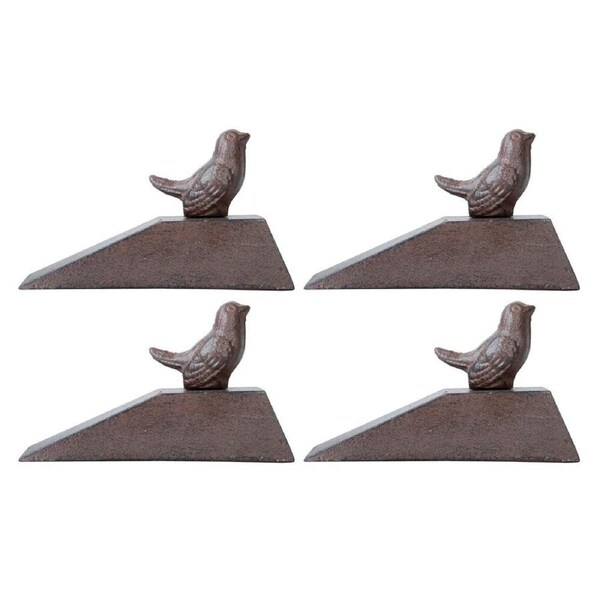 4PK Esschert Design Door Wedge Bird Home Decor Stopper Cast Iron 15.2cm Brown