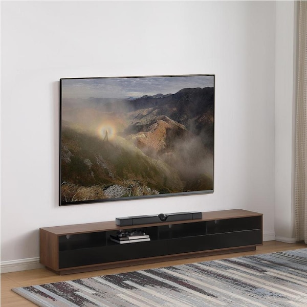 Suave Low Line TV Unit 2200mm , Sound Bar Shelf, Dark Oak and Black by Tauris