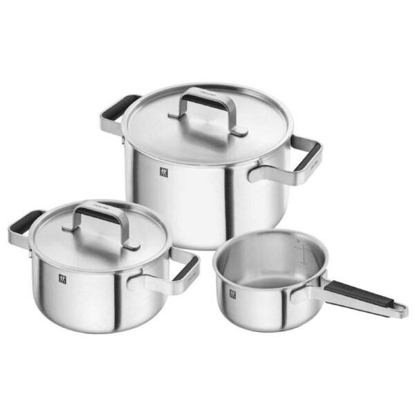3pc Zwilling Pure Stainless Steel Casserole Pot Saucepan Cookware Set w/ Lid