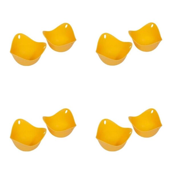 4x 2pc Cuisena Silicone Egg Poacher Heat-Resistant Mould Set 10x10cm Yellow