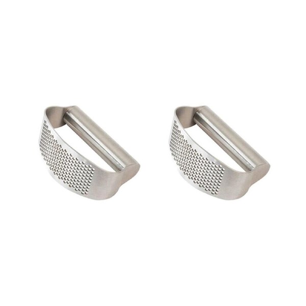 2PK Cuisena Stainless Steel Garlic Rocking Press Kitchen Tool 10.4x6.8cm Silver