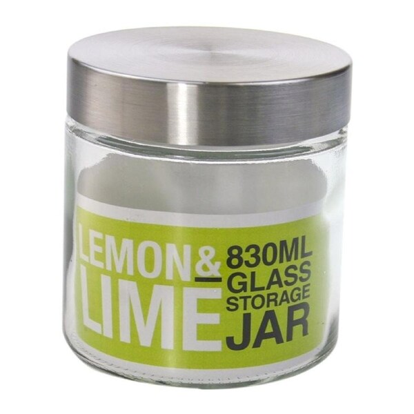 JOYBUY 2x 830ml Glass Kitchen Storage Jars – Screw Top with Stainless Steel Lids