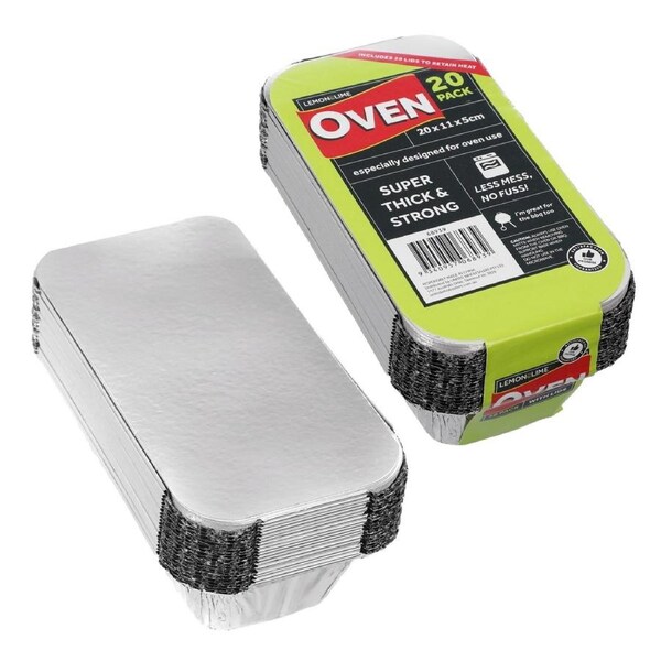 JOYBUY 20-Pack Foil Trays with Lids – 20×11×5cm Disposable Food Containers