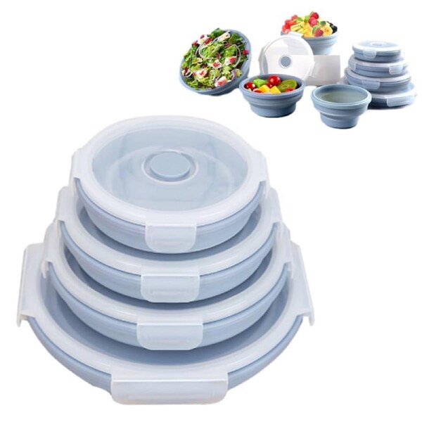 JOYBUY 4pcs Collapsible Food Containers – With Lids, Microwave & Freezer Safe