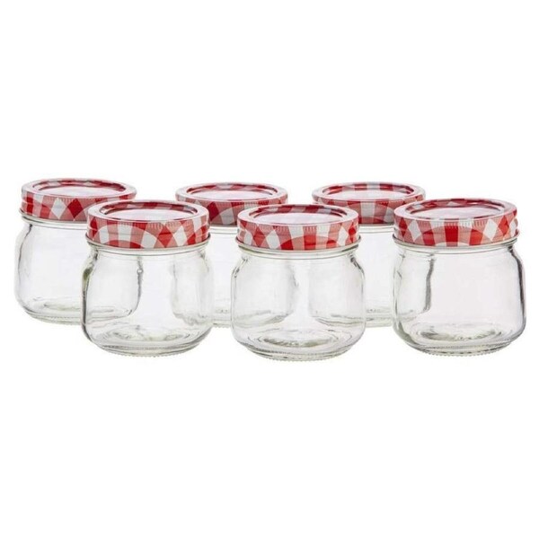 JOYBUY Set of 6 Mason 250ml Preserving Glass Jars – Jam & Food Storage Bottles