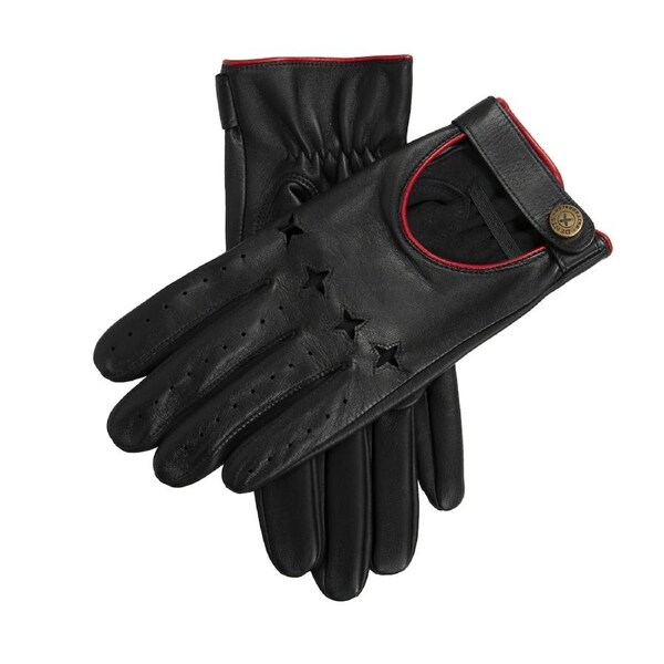 Dents Mens Suited Racer Touchscreen Leather Driving Gloves w/ Wristwatch Cut-Out S