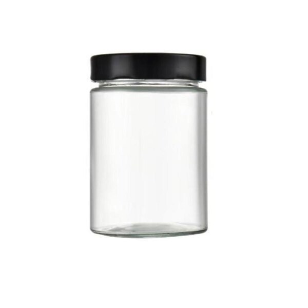 JOYBUY 500ml Screw Top Glass Jar – Black Lid Food Storage Canister