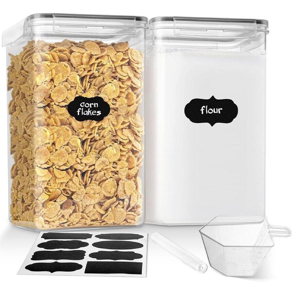 JOYBUY 2-Piece 6.5L Airtight Food Containers – With Labels & Pen for Pantry Storage