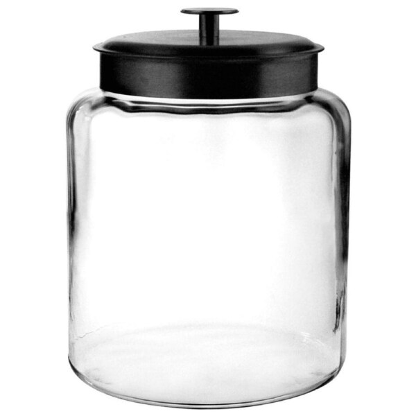 JOYBUY ONLINE Glass Storage Jar – 7.5L, Black Lid, 27×22.5 cm