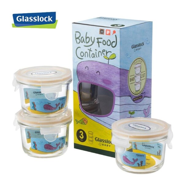 JOYBUY Glasslock 3pc Baby Food Container Set – Round with Lids, BPA-Free