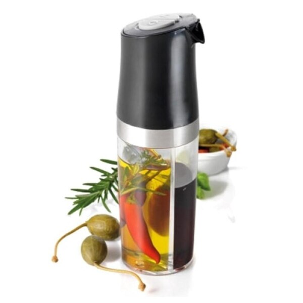 JOYBUY 2-in-1 Oil & Vinegar Pourer – Dual Compartment Plastic Bottle for Salad Dressing
