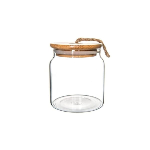 JOYBUY 500ml Glass Jar with Bamboo & Twine Lid – Rustic Storage Container