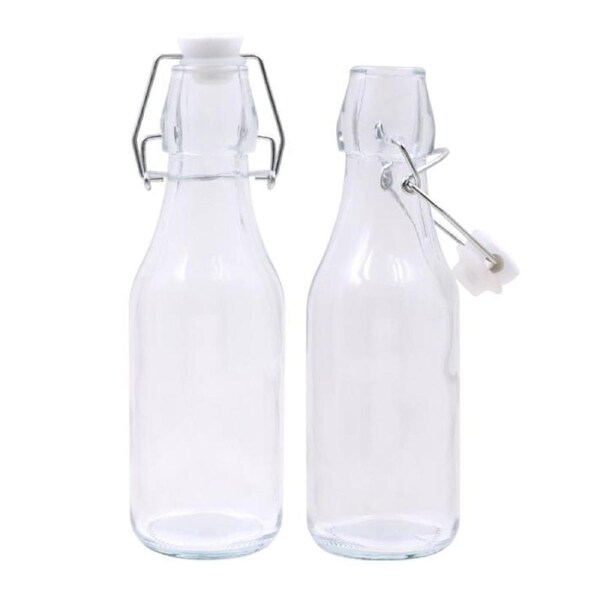 JOYBUY 2-Pack 250ml Glass Clip Lock Bottles – Airtight Preserving Jars