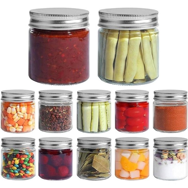 JOYBUY 12-Pack 8oz Mason Glass Jars – Airtight Metal Lids for Canning & Storage