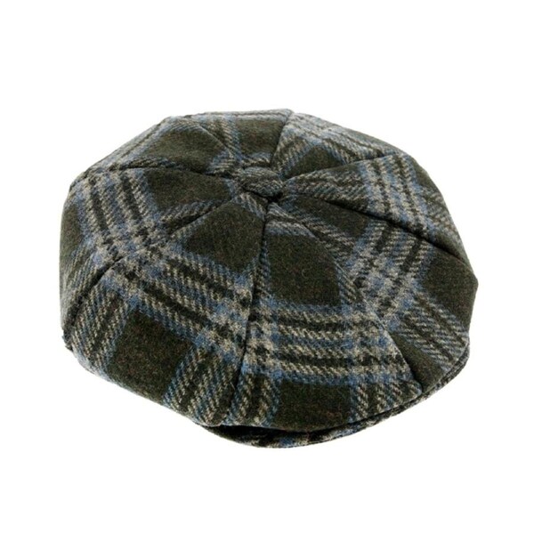 Dents Mens Abraham Moon Check Tweed Newsboy Cap Hat - Forest Green Medium
