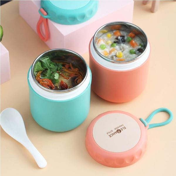 JOYBUY 2pcs Stainless Steel Breakfast Mugs – Insulated Portable Food Containers