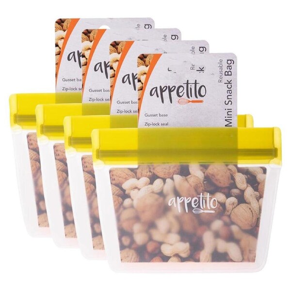 JOYBUY 4x Appetito Mini Zip-Lock Bags – 14.5cm Reusable Snack & Nut Storage