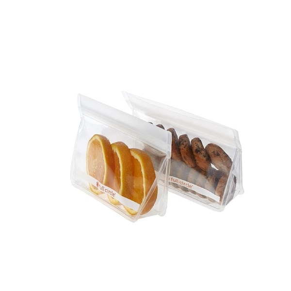 JOYBUY 2pc Full Circle 400ml Snack Bags – Leakproof Reusable Clear Pouches