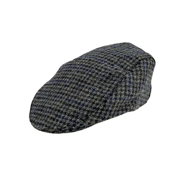 Dents Mens Abraham Moon Dogtooth Check Tweed Flat Cap Hat - Graphite Large