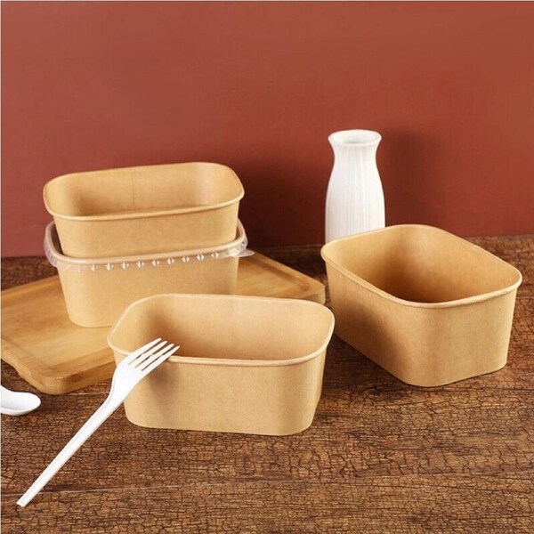 JOYBUY 50pcs Kraft Paper Food Containers – Eco-Friendly Takeout Boxes, 750ml