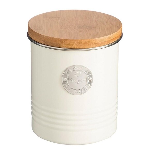 JOYBUY Typhoon White Metal Sugar Canister – 1 Litre Kitchen Storage