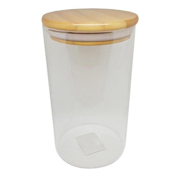 JOYBUY Scullery 950ml Bamboo Glass Canister – With Airtight Lid