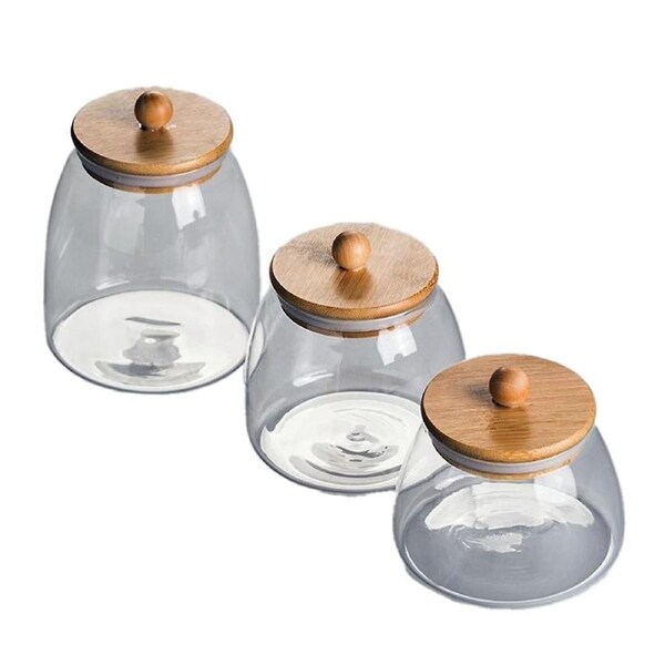 JOYBUY 3pcs Large Glass Storage Jars – With Wooden Lids for Tea, Candy, Food