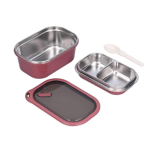 JOYBUY 1.2L Double-Layer Stainless Steel Bento Box – Leakproof Red Food Container for School & Picnic