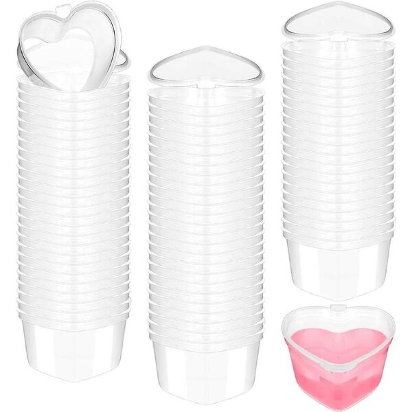 JOYBUY 100pcs 1.7oz Heart-Shaped Mini Storage Containers – Clear Plastic Valentine Boxes