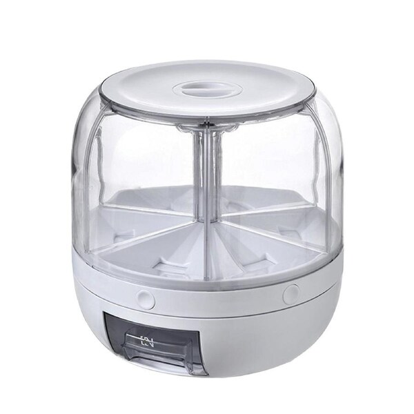 JOYBUY 6-in-1 Rotating Dry Food Dispenser – 360° Cereal, Grain, Rice Container
