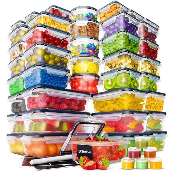 JOYBUY Stelive 56-Piece Food Storage Container Set – Leak-Proof, BPA-Free with Labels & Pen