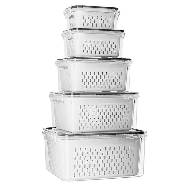 JOYBUY 5-Pack Fruit Storage Containers – Fridge Bins with Removable Colanders