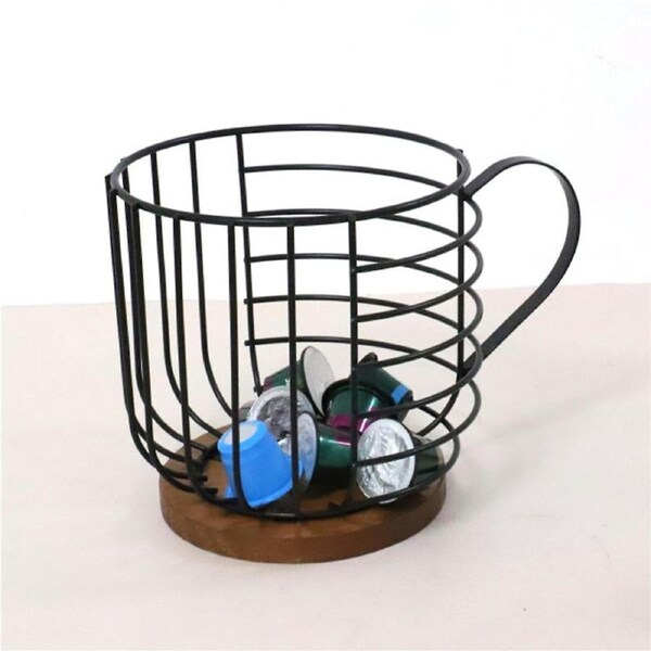 JOYBUY Wooden Coffee Filter Holder with Lid – Round Storage Container Basket