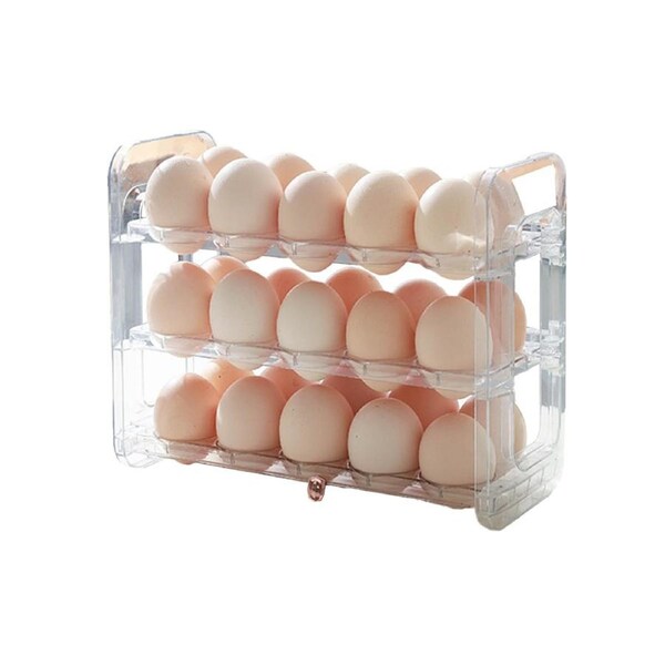 JOYBUY 3-Layer Transparent Flip Egg Holder – Fridge Egg Tray Organizer