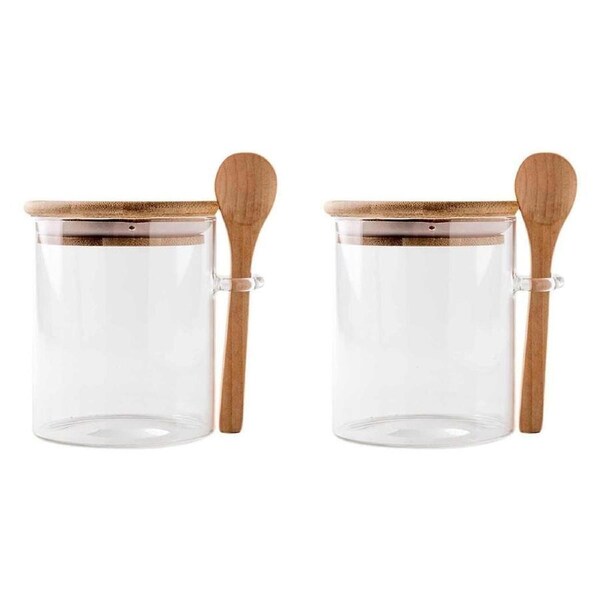 JOYBUY Clear Glass Food Storage Jar – With Bamboo Lid & Wooden Spoon